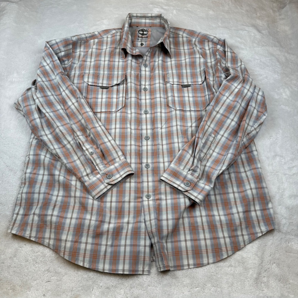Timberland Hydro Blocker Mens XXL Plaid Button‎ Down Shirt Water Resistant